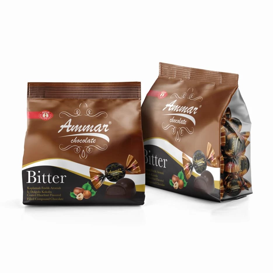 Ammar Bitter, dark chocolate candies with hazelnut flavoured filling, 500 g bag