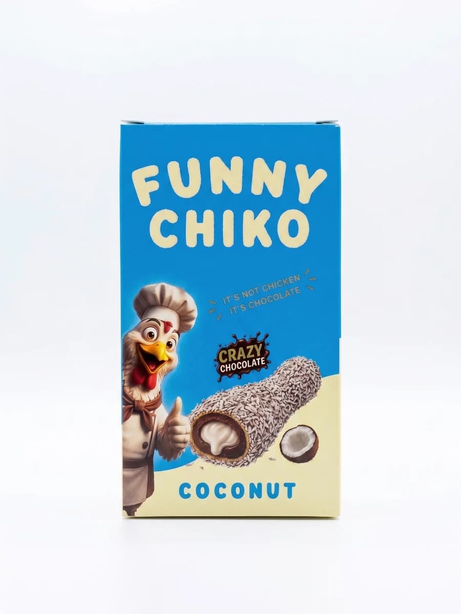 Funny Chiko chocolate drumsticks with coconut