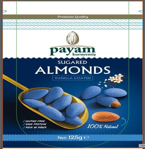 Payam, blue vanilla sugared almonds